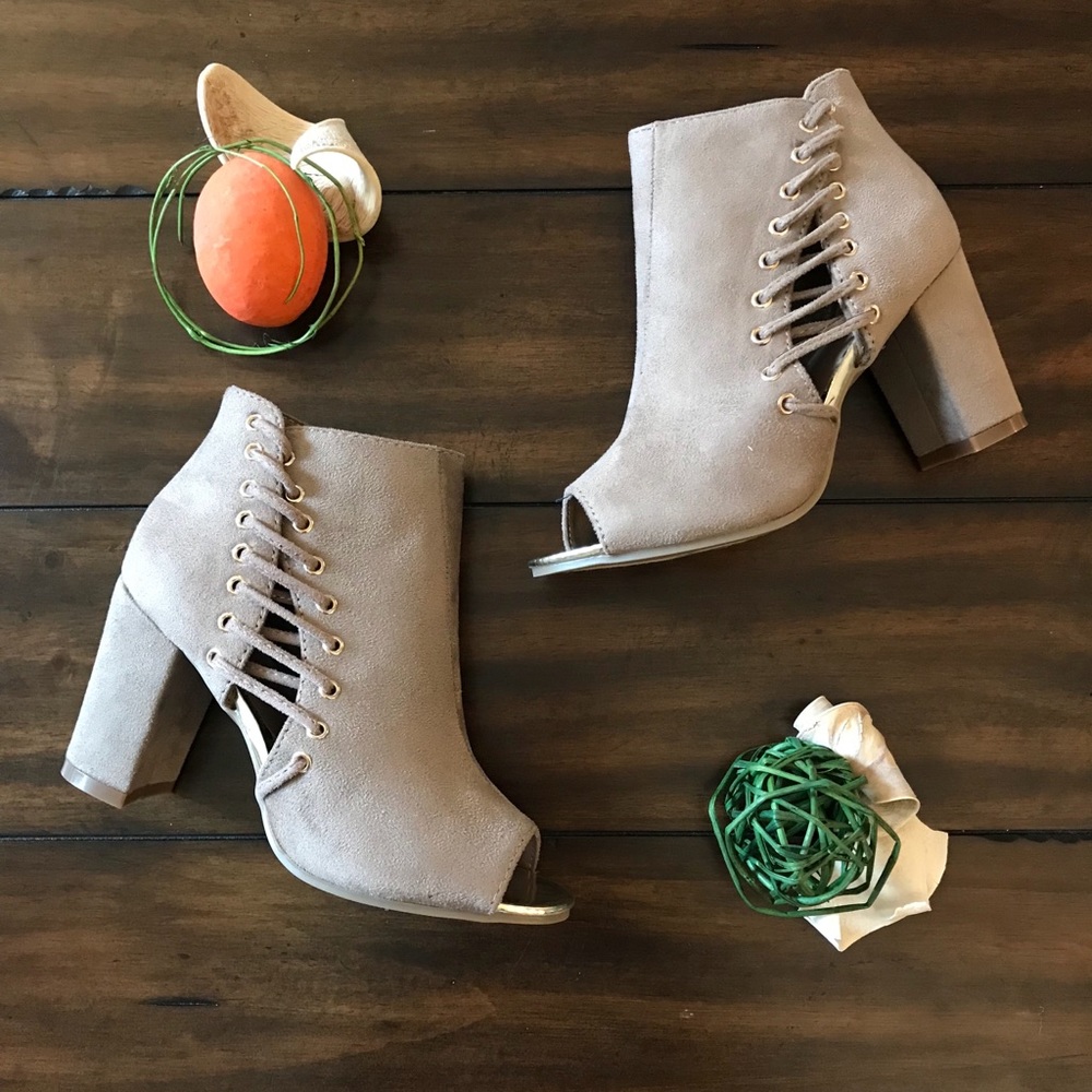 Taupe Lace Up Booties